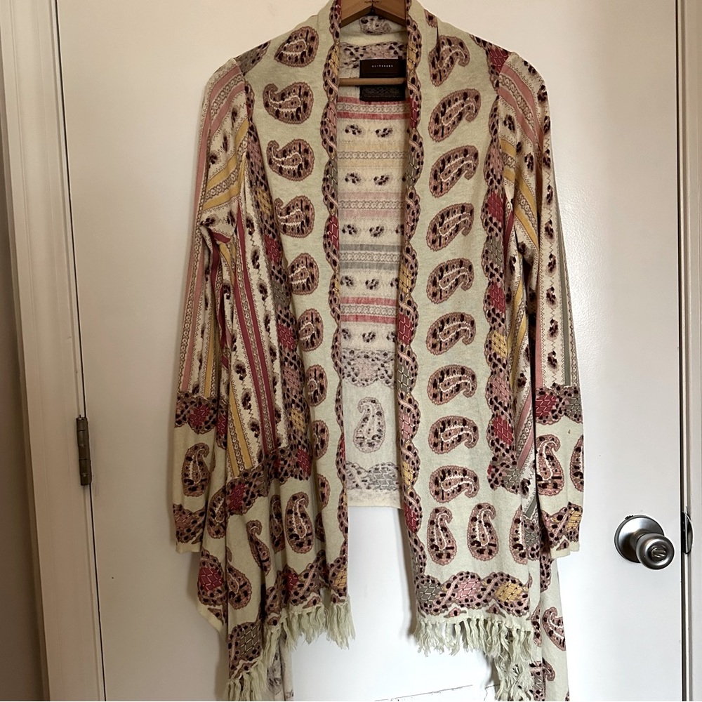 Anthropologie Guinevere Cashmere Blend Paisley Cardigan Poncho Kaftan Kimono